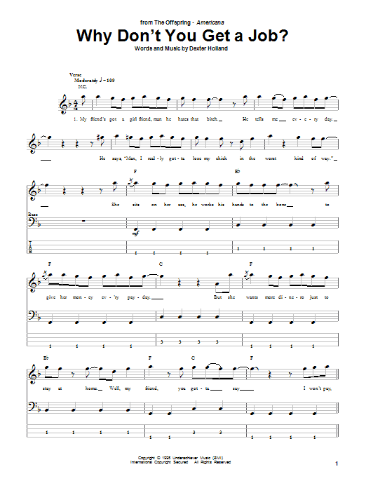 The Offspring Why Don't You Get A Job? sheet music notes and chords arranged for Guitar Tab