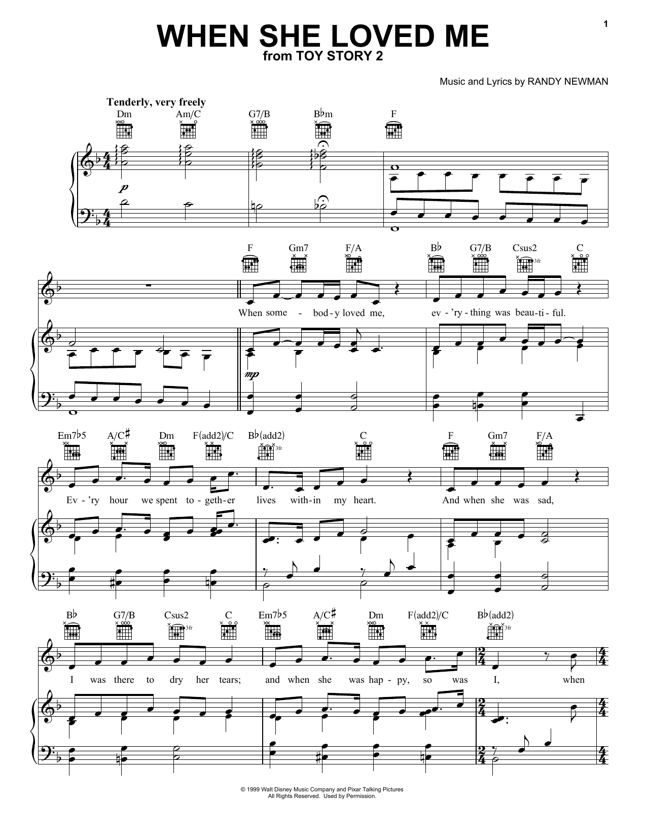 The Opera Men When She Loved Me (from Toy Story 2) [Classical version] sheet music notes and chords arranged for Piano, Vocal & Guitar Chords (Right-Hand Melody)