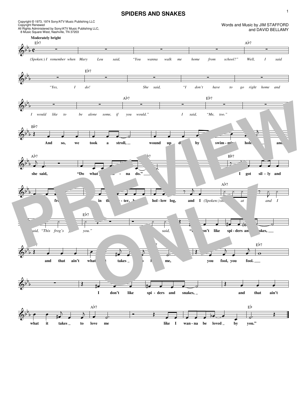 The Party Spiders And Snakes sheet music notes and chords arranged for Lead Sheet / Fake Book