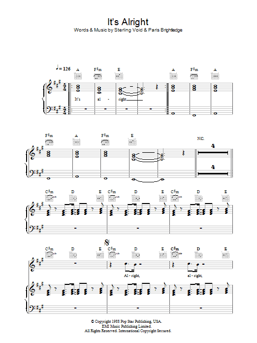 The Pet Shop Boys It's Alright sheet music notes and chords arranged for Piano, Vocal & Guitar Chords