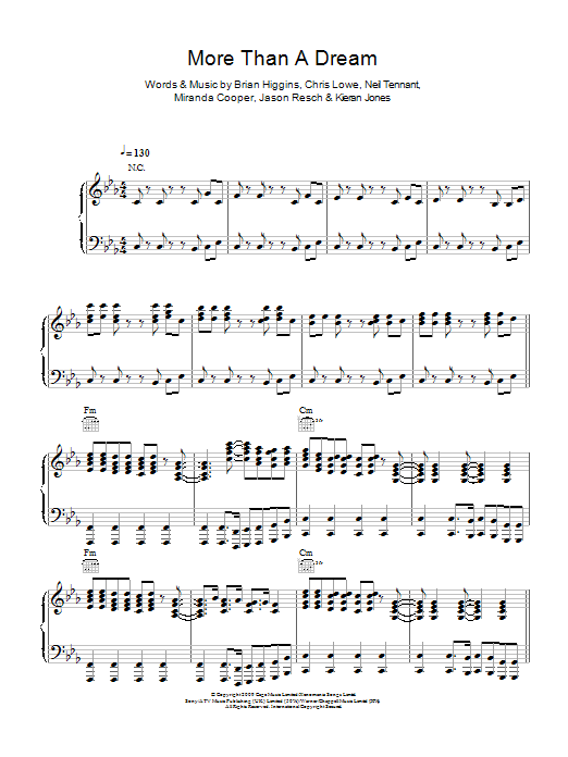 The Pet Shop Boys More Than A Dream sheet music notes and chords arranged for Piano, Vocal & Guitar Chords