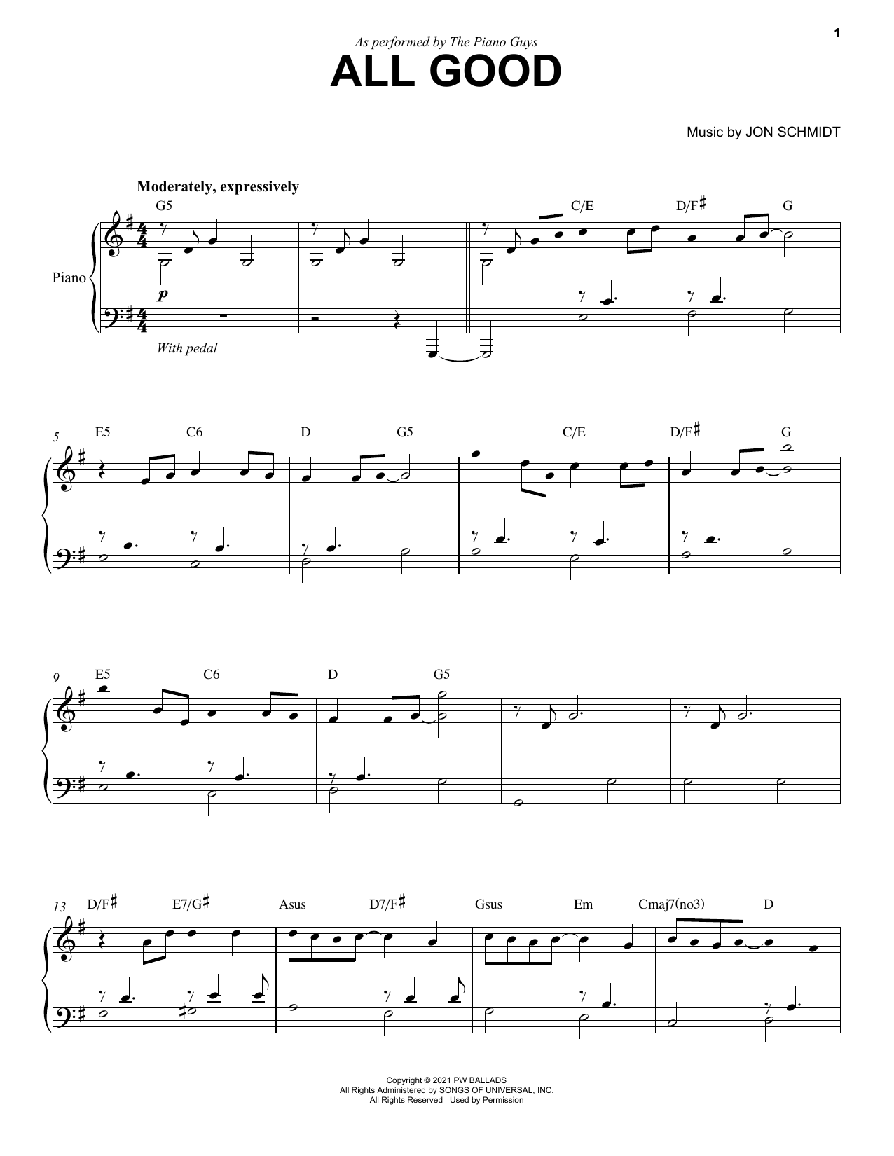 The Piano Guys All Good sheet music notes and chords arranged for Piano Solo