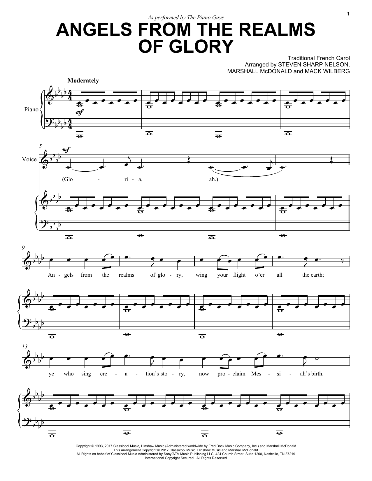 The Piano Guys Angels From The Realms Of Glory sheet music notes and chords arranged for Cello and Piano