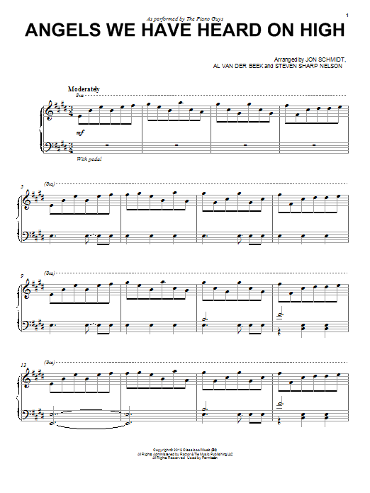 The Piano Guys Angels We Have Heard On High sheet music notes and chords arranged for Piano Solo