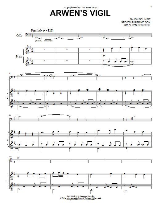 The Piano Guys Arwen's Vigil sheet music notes and chords arranged for Easy Piano