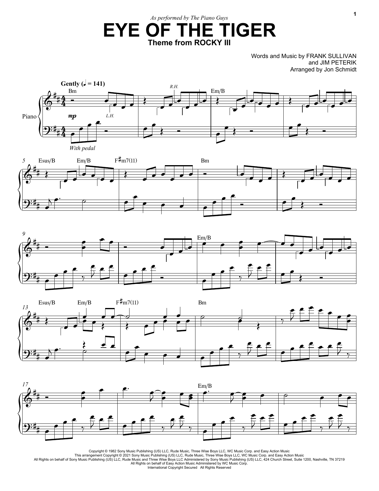 The Piano Guys Eye Of The Tiger sheet music notes and chords arranged for Piano Solo