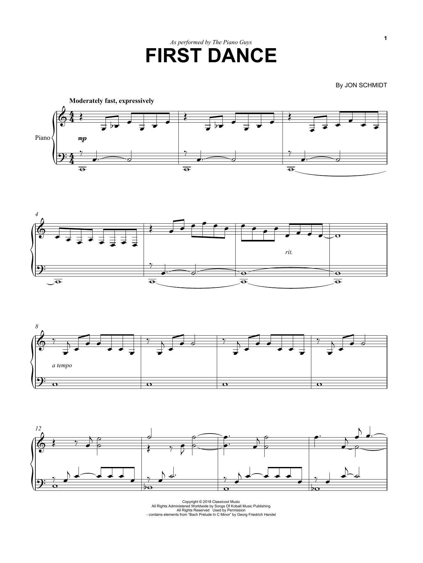The Piano Guys First Dance sheet music notes and chords arranged for Cello and Piano