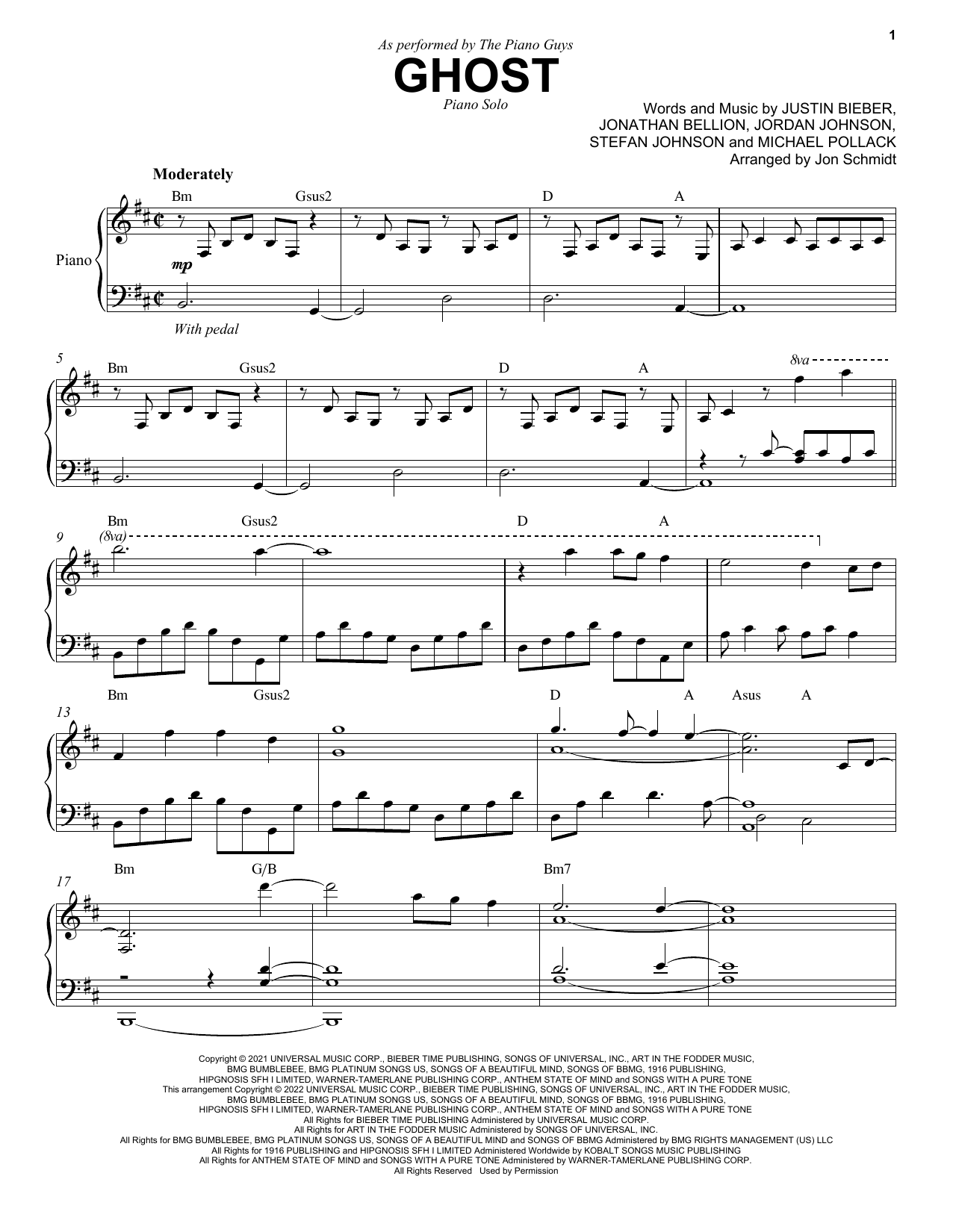 The Piano Guys Ghost sheet music notes and chords arranged for Piano Solo
