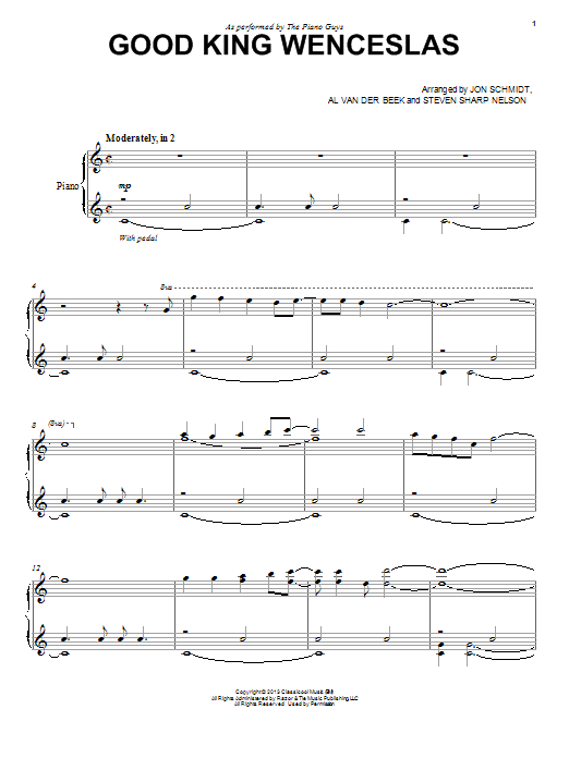 The Piano Guys Good King Wenceslas sheet music notes and chords arranged for Cello and Piano