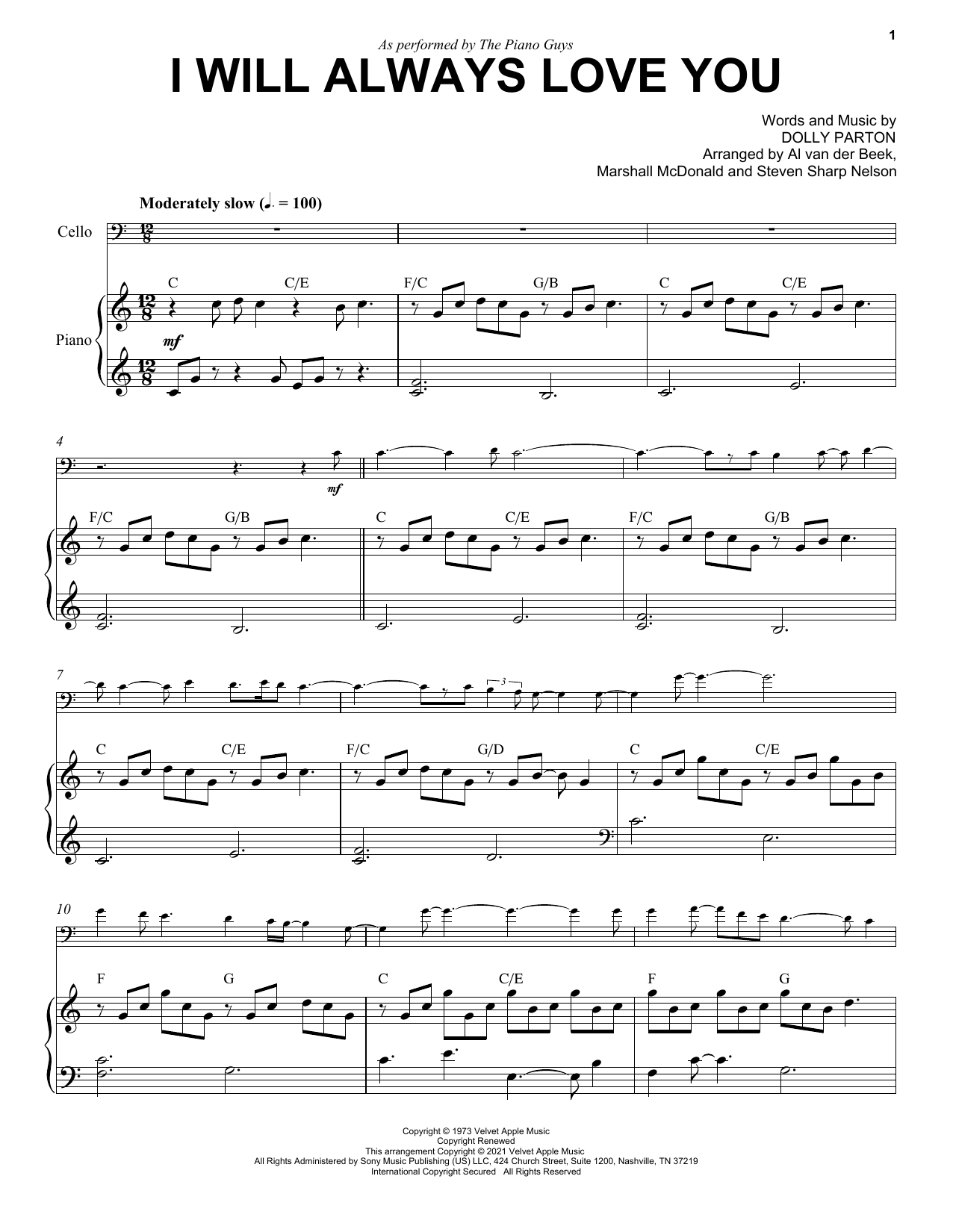 The Piano Guys I Will Always Love You sheet music notes and chords arranged for Piano Solo