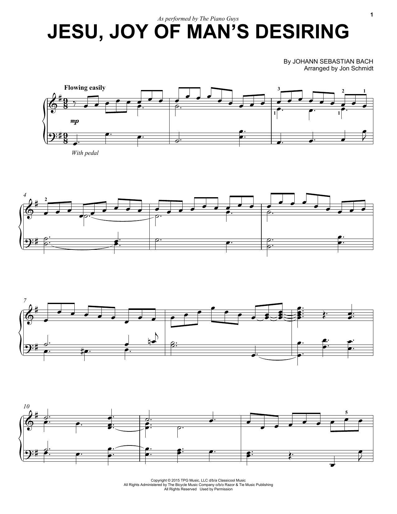 The Piano Guys Jesu, Joy Of Man's Desiring sheet music notes and chords arranged for Cello and Piano
