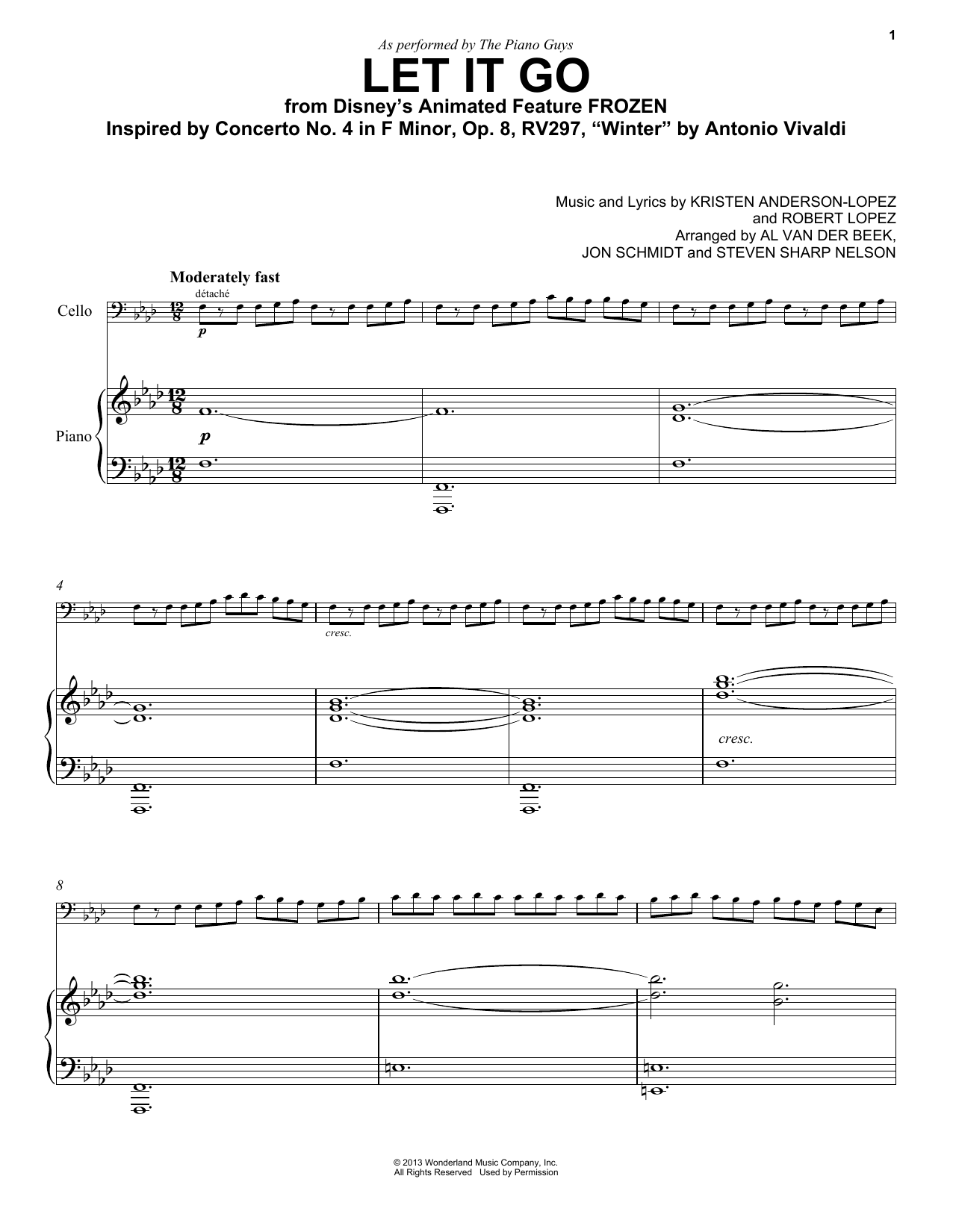 The Piano Guys Let It Go (from Frozen) sheet music notes and chords arranged for Piano Solo