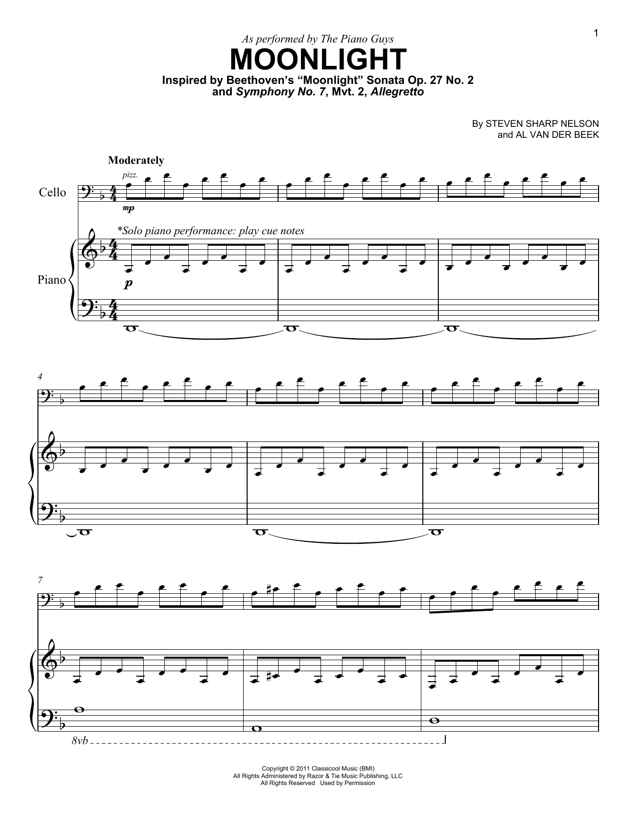 The Piano Guys Moonlight sheet music notes and chords arranged for Easy Piano