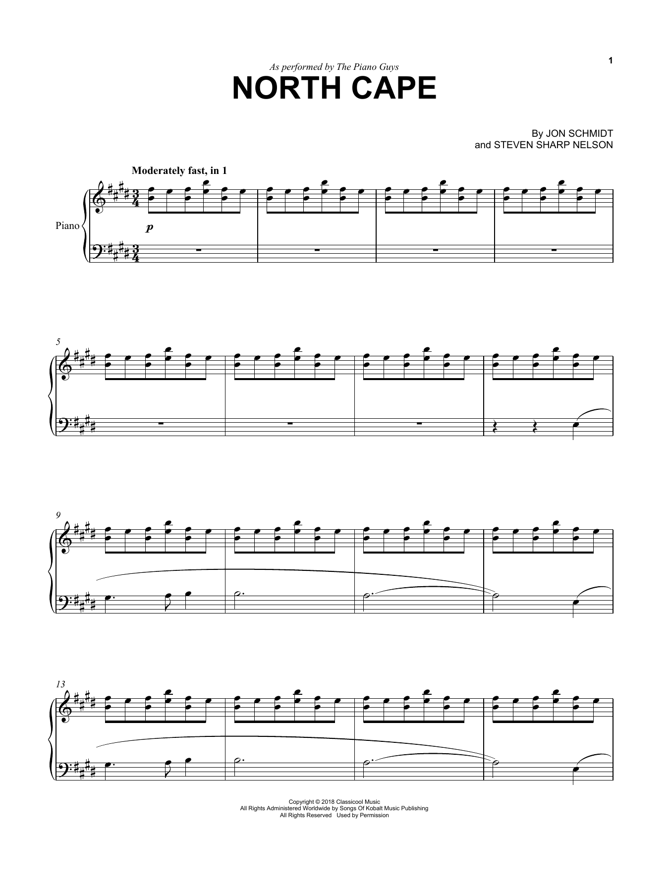 The Piano Guys North Cape sheet music notes and chords arranged for Cello and Piano