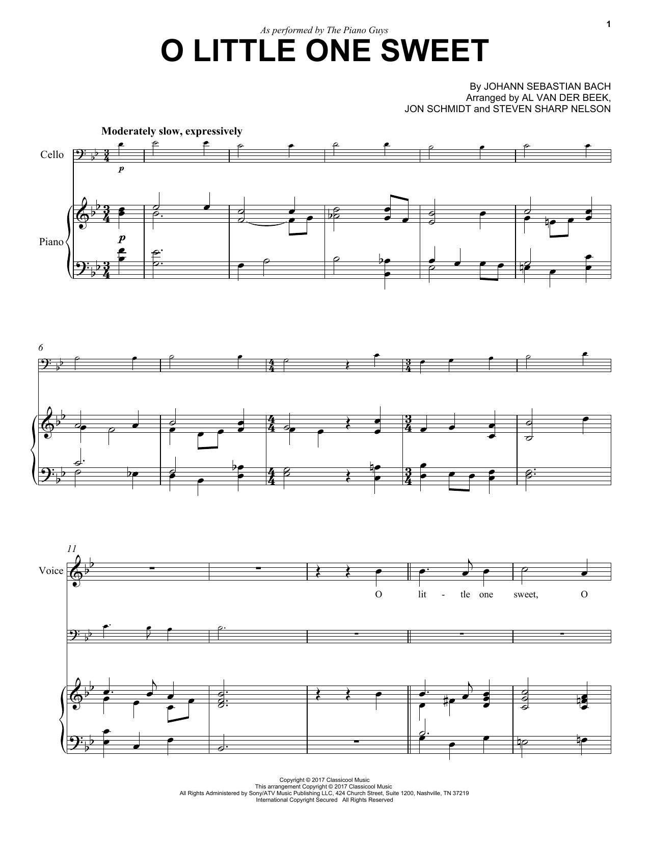 The Piano Guys O Little One Sweet sheet music notes and chords arranged for Piano & Vocal