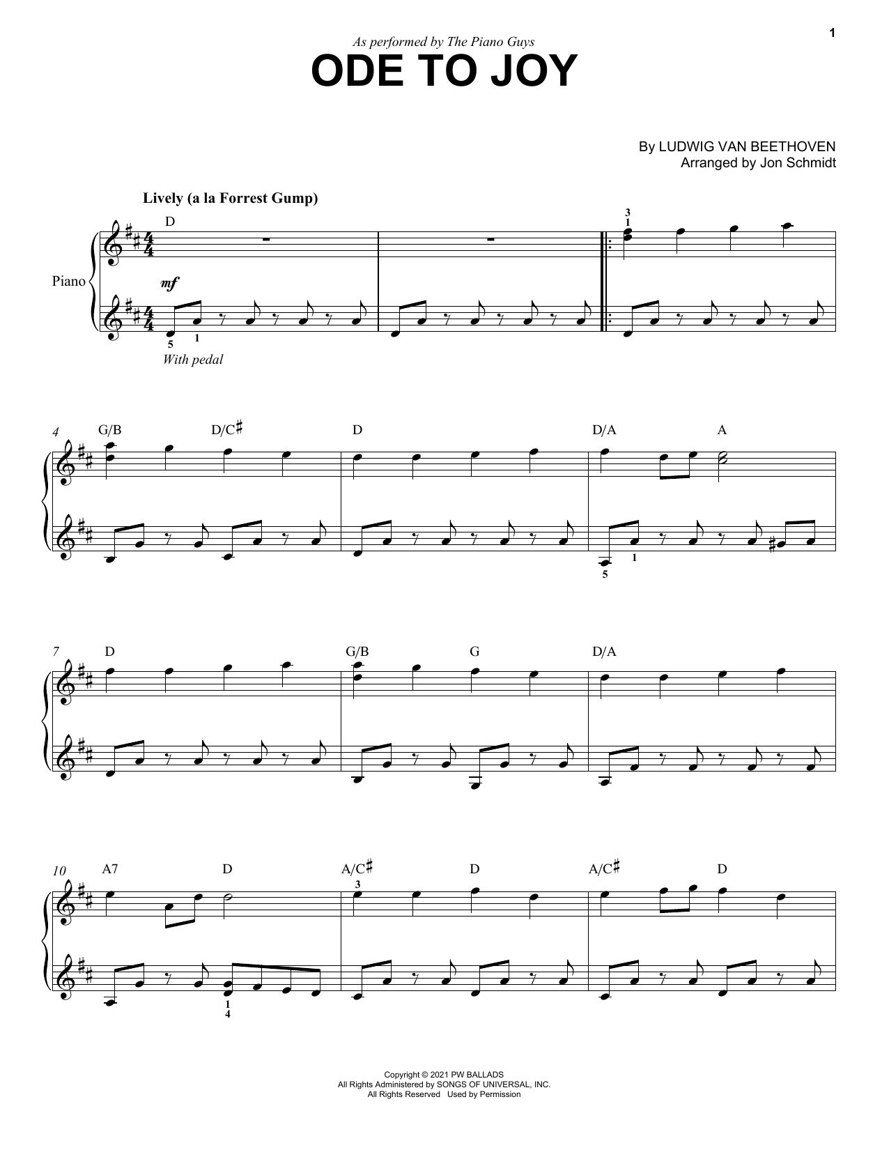 The Piano Guys Ode To Joy sheet music notes and chords arranged for Piano Solo