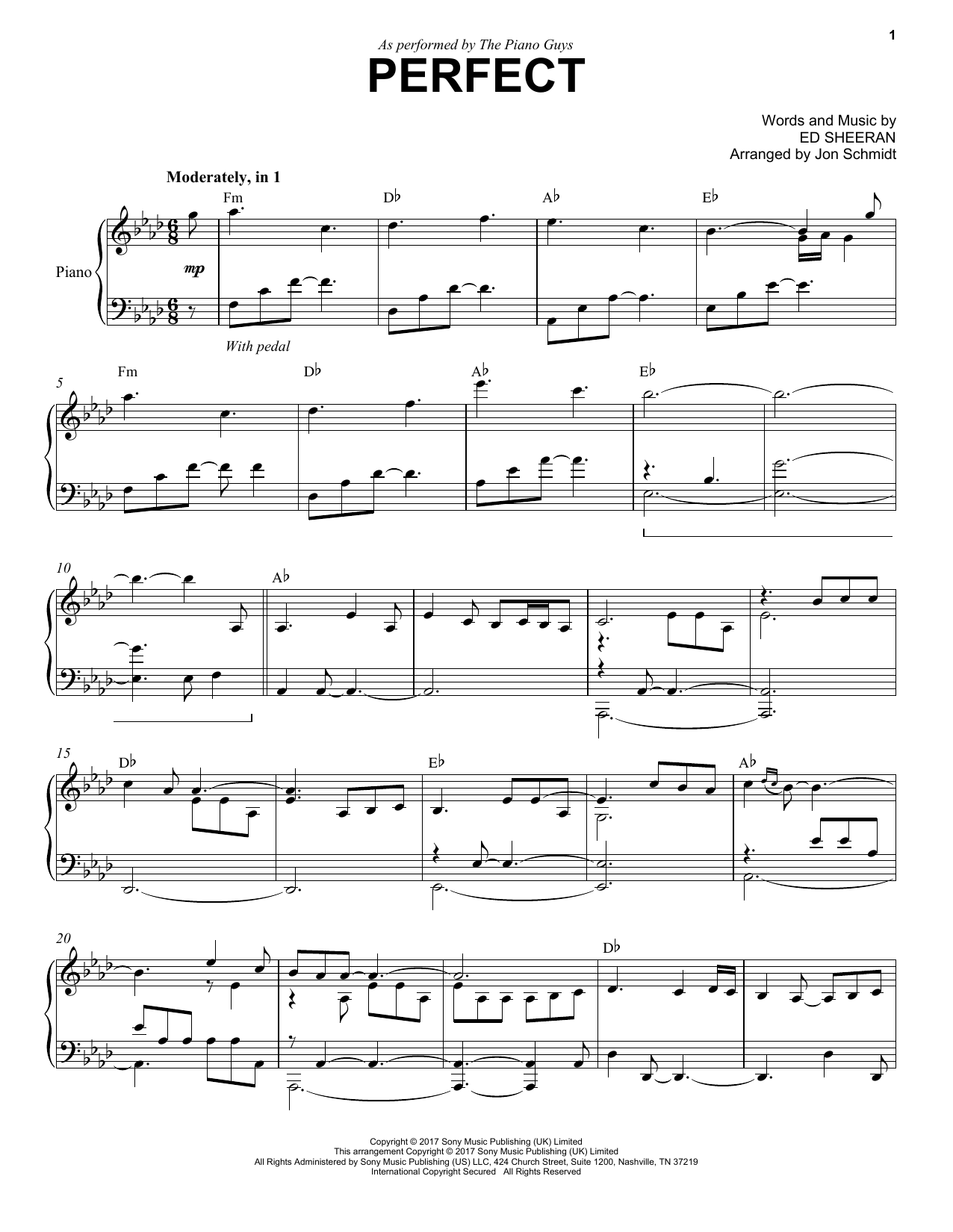 The Piano Guys Perfect sheet music notes and chords arranged for Piano Solo