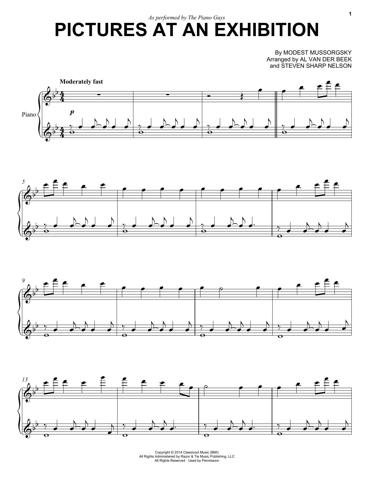 The Piano Guys Pictures At An Exhibition sheet music notes and chords arranged for Cello and Piano
