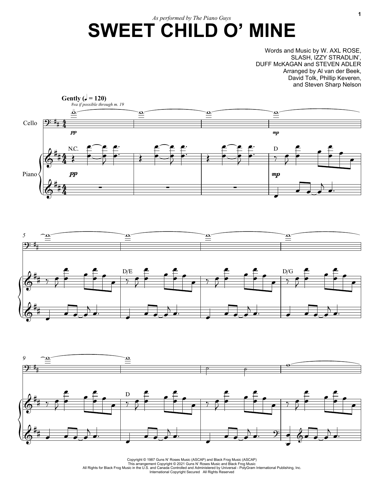The Piano Guys Sweet Child O' Mine sheet music notes and chords arranged for Piano Solo