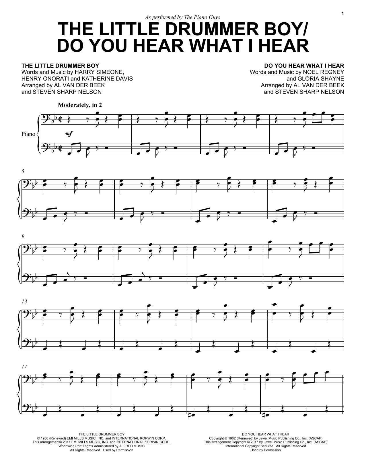 The Piano Guys The Little Drummer Boy/Do You Hear What I Hear sheet music notes and chords arranged for Cello and Piano