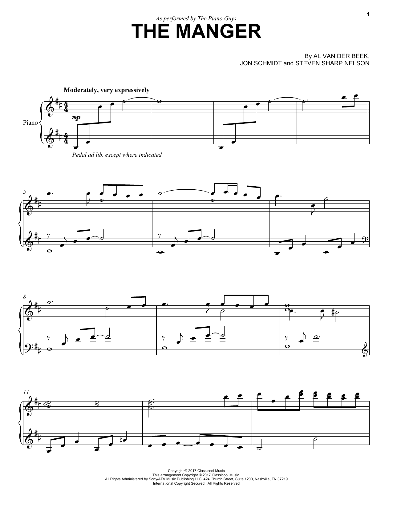 The Piano Guys The Manger sheet music notes and chords arranged for Violin Solo
