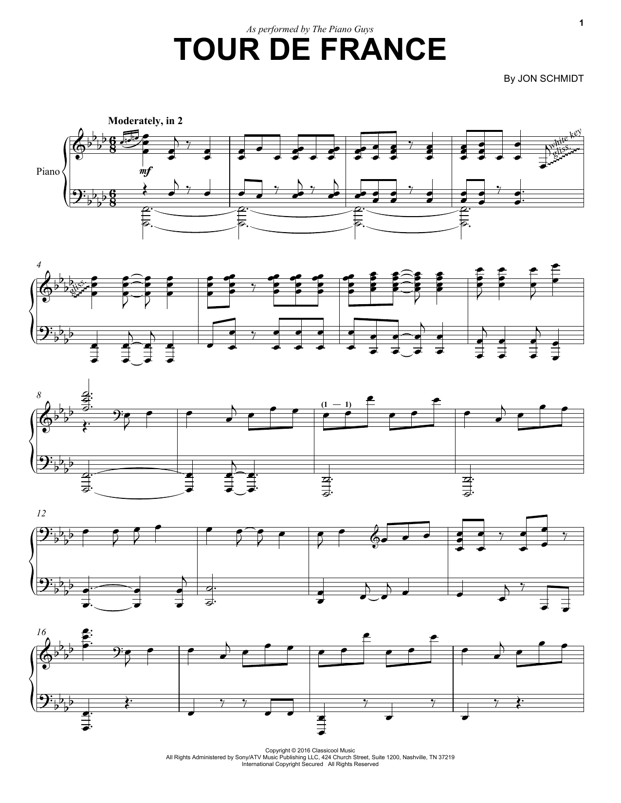 The Piano Guys Tour De France sheet music notes and chords arranged for Piano Solo