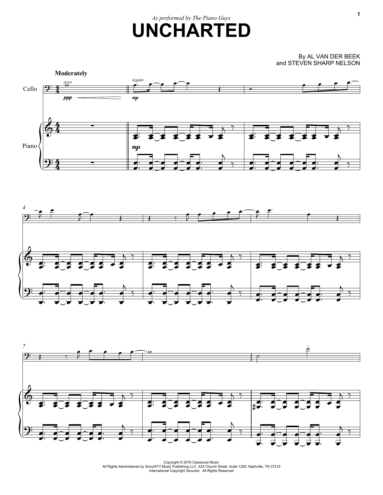 The Piano Guys Uncharted sheet music notes and chords arranged for Violin and Piano