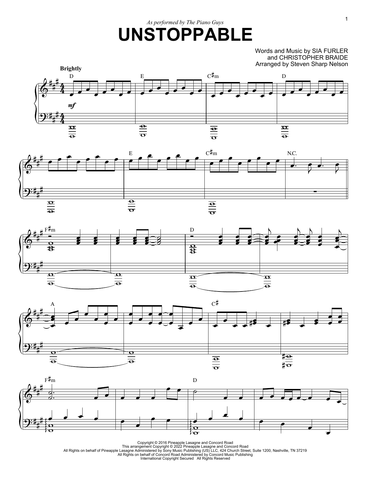 The Piano Guys Unstoppable sheet music notes and chords arranged for Piano Solo