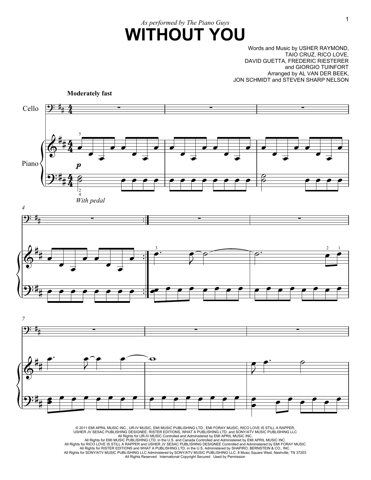 The Piano Guys Without You sheet music notes and chords arranged for Easy Piano