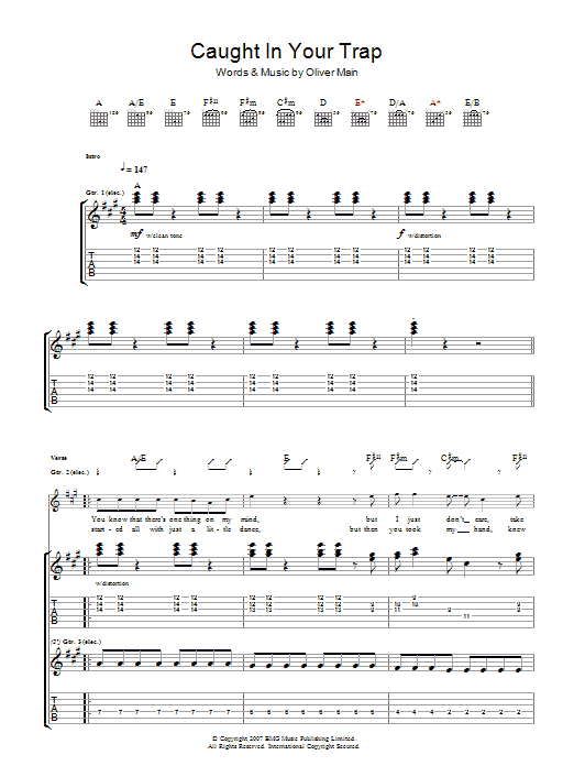 The Pigeon Detectives Caught In Your Trap sheet music notes and chords arranged for Guitar Tab