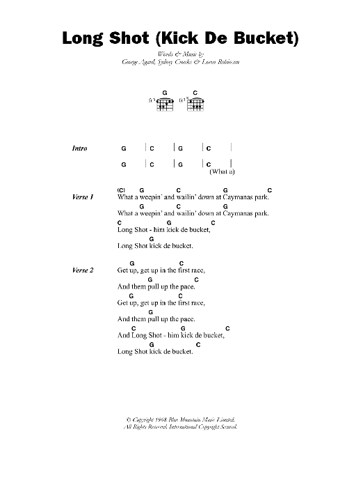 The Pioneers Long Shot (Kick De Bucket) sheet music notes and chords arranged for Guitar Chords/Lyrics