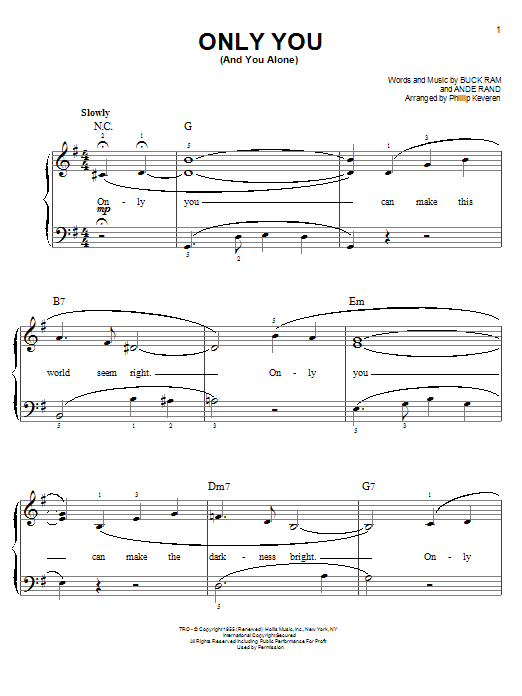 The Platters Only You (And You Alone) (arr. Phillip Keveren) sheet music notes and chords arranged for Easy Piano