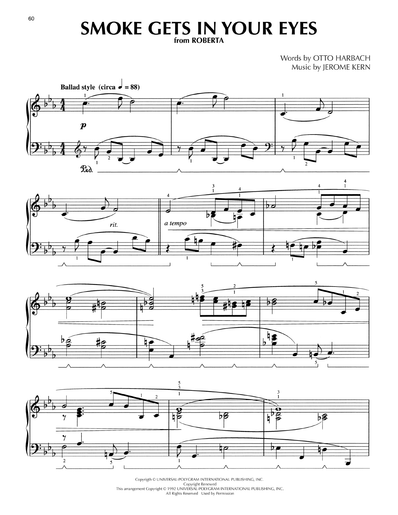 The Platters Smoke Gets In Your Eyes (arr. Lee Evans) sheet music notes and chords arranged for Piano Solo