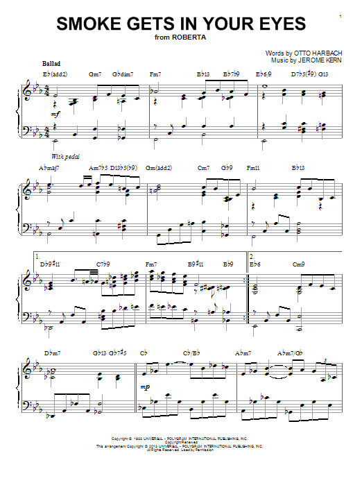 The Platters Smoke Gets In Your Eyes [Jazz version] (arr. Brent Edstrom) sheet music notes and chords arranged for Piano Solo
