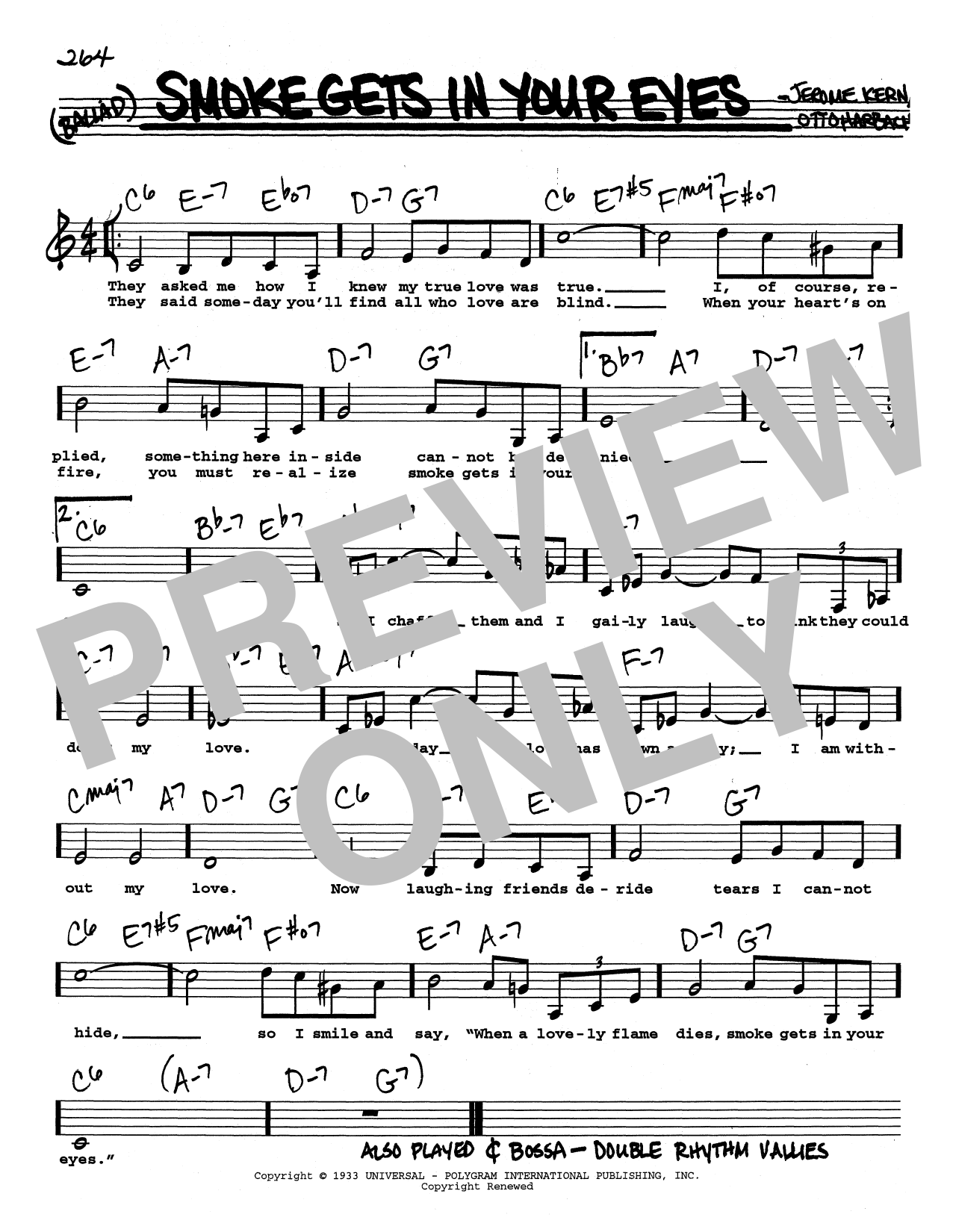 The Platters Smoke Gets In Your Eyes (Low Voice) sheet music notes and chords arranged for Real Book – Melody, Lyrics & Chords