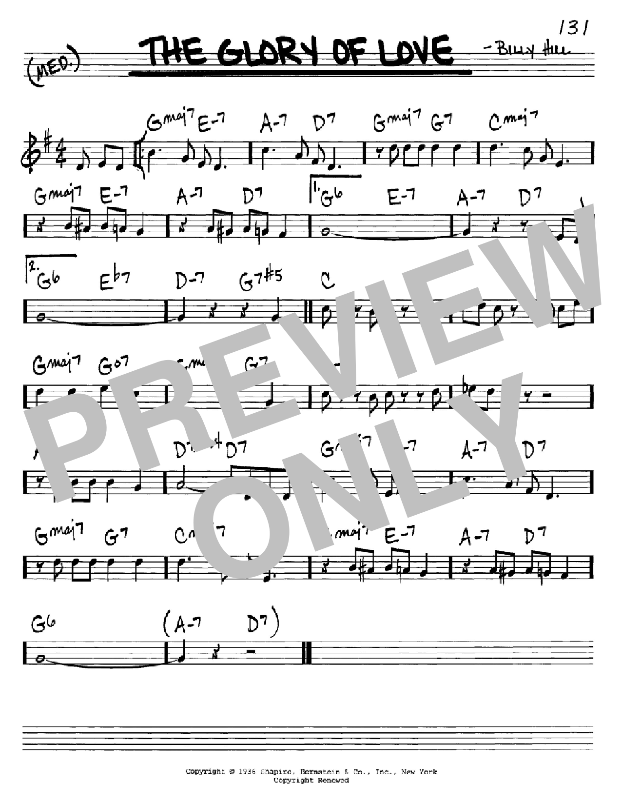 The Platters The Glory Of Love sheet music notes and chords arranged for Real Book – Melody & Chords – C Instruments