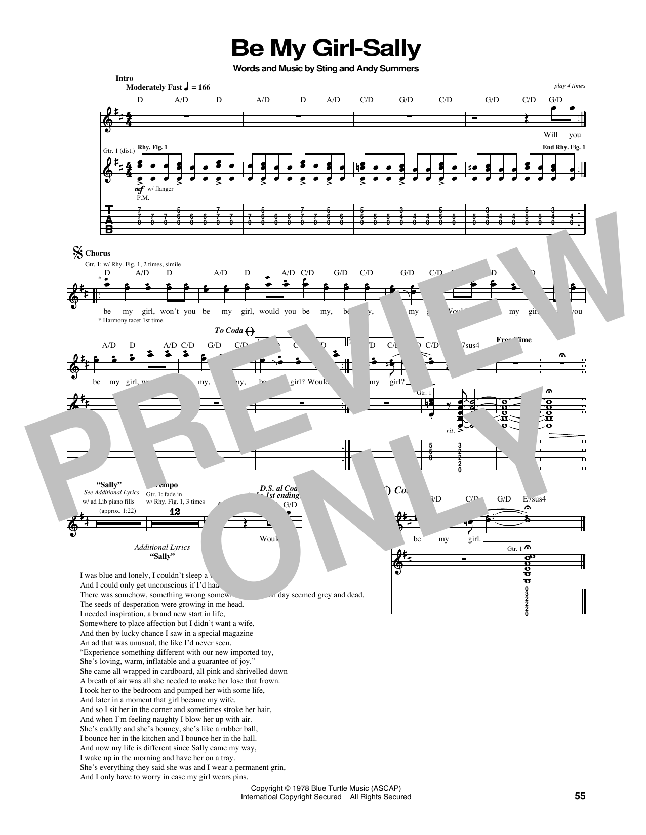 The Police Be My Girl sheet music notes and chords arranged for Guitar Tab