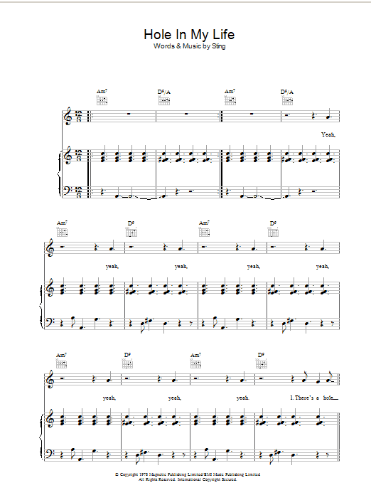 The Police Hole In My Life sheet music notes and chords arranged for Guitar Tab