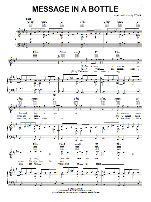 The Police Message In A Bottle sheet music notes and chords arranged for Guitar Tab