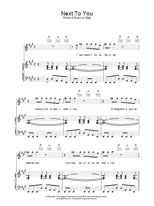 The Police Next To You sheet music notes and chords arranged for Guitar Tab