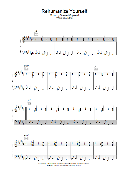 The Police Rehumanize Yourself sheet music notes and chords arranged for Guitar Chords/Lyrics