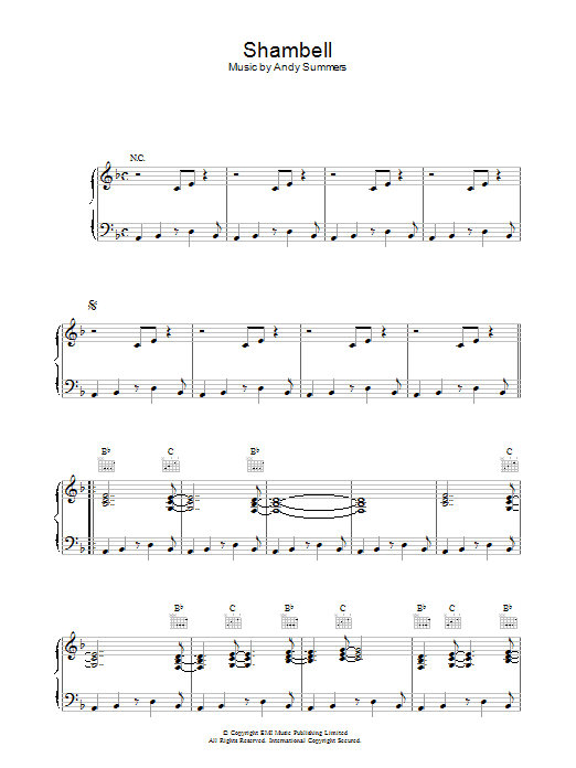 The Police Shambell sheet music notes and chords arranged for Piano, Vocal & Guitar Chords