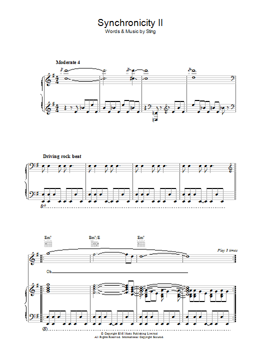 The Police Synchronicity II sheet music notes and chords arranged for Drums Transcription