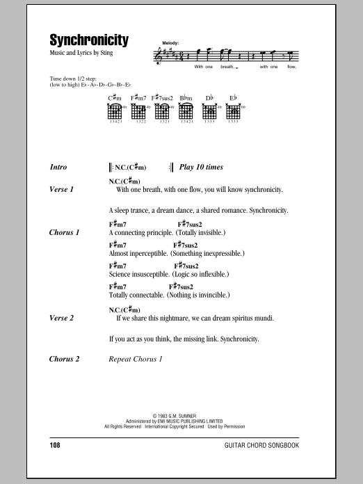 The Police Synchronicity sheet music notes and chords arranged for Guitar Chords/Lyrics