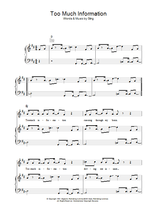 The Police Too Much Information sheet music notes and chords arranged for Guitar Chords/Lyrics