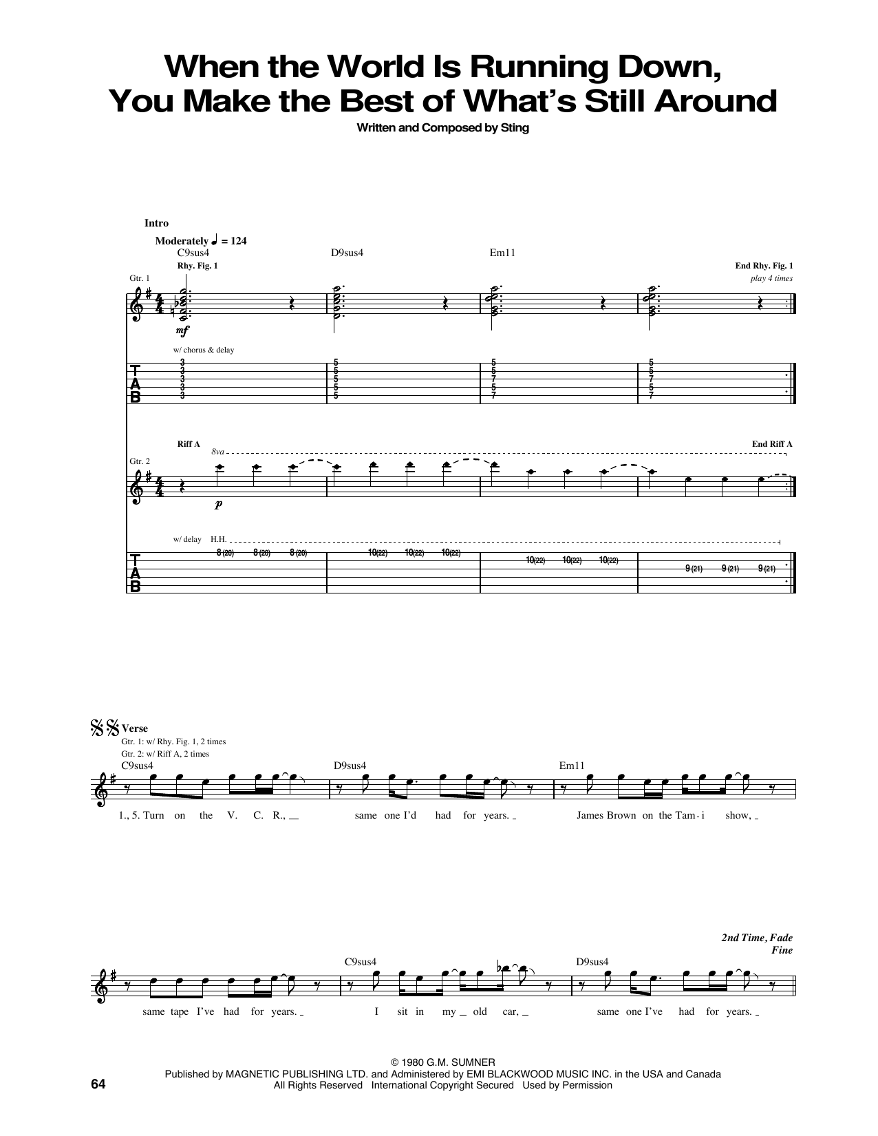 The Police When The World Is Running Down, You Make The Best Of What's Still Around sheet music notes and chords arranged for Guitar Tab