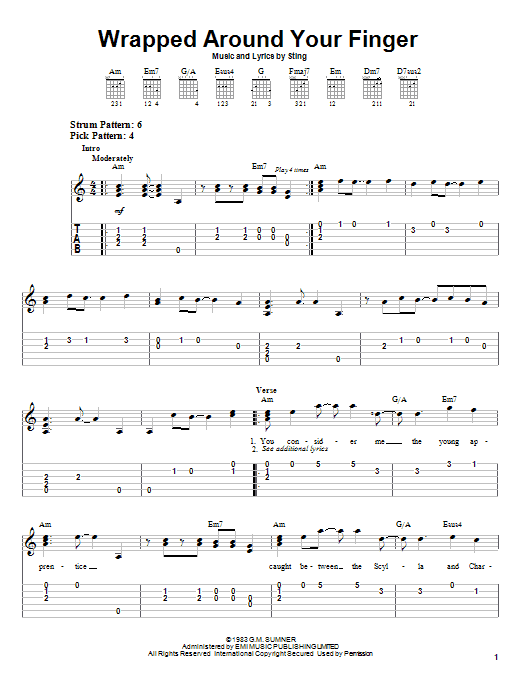 The Police Wrapped Around Your Finger sheet music notes and chords arranged for Easy Guitar Tab