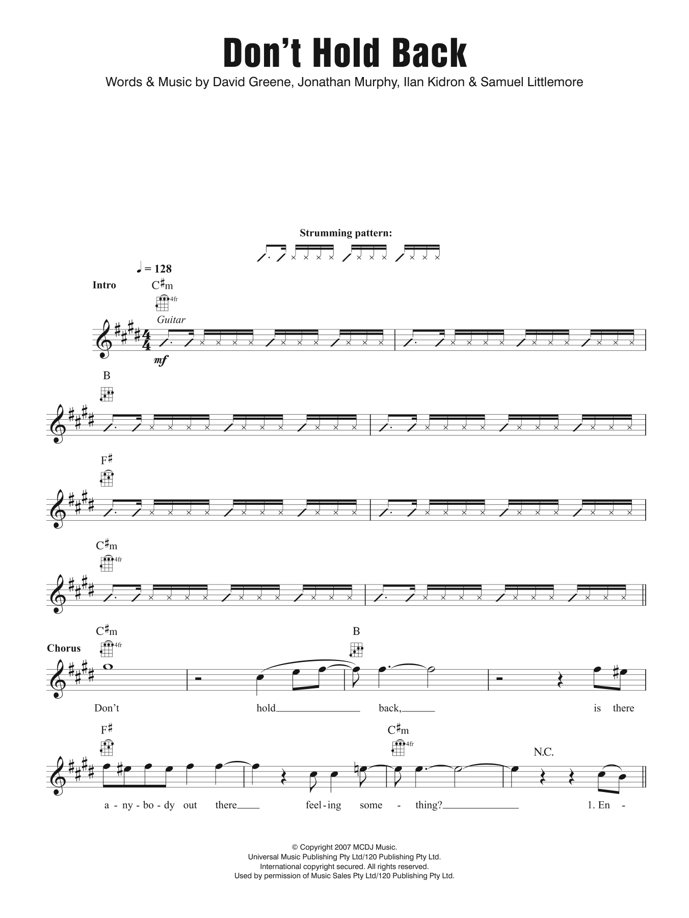The Potbelleez Don't Hold Back sheet music notes and chords arranged for Lead Sheet / Fake Book