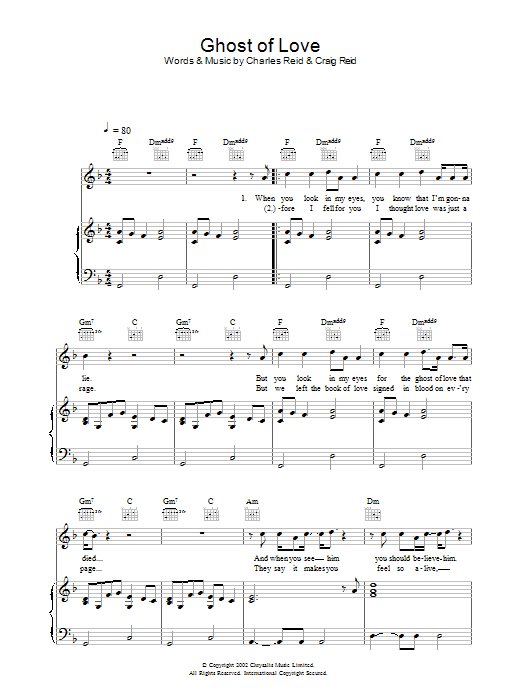 The Proclaimers Ghost Of Love sheet music notes and chords arranged for Piano, Vocal & Guitar Chords