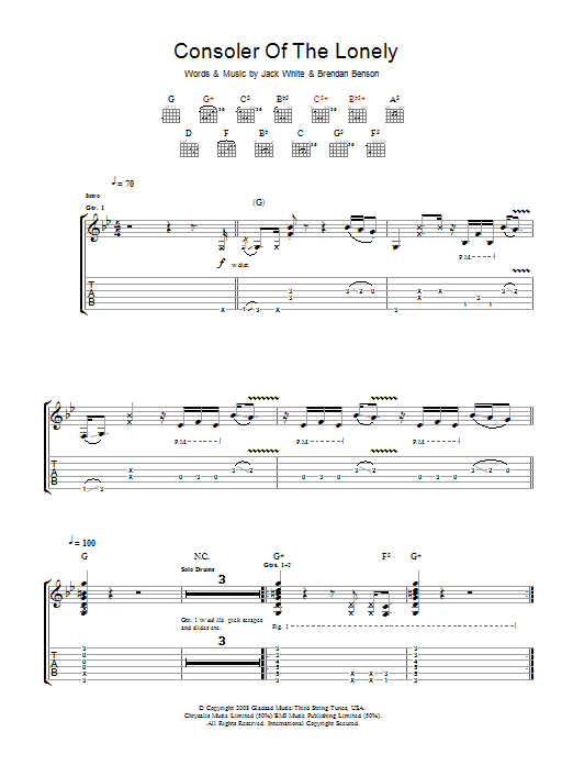 The Raconteurs Consoler Of The Lonely sheet music notes and chords arranged for Guitar Tab